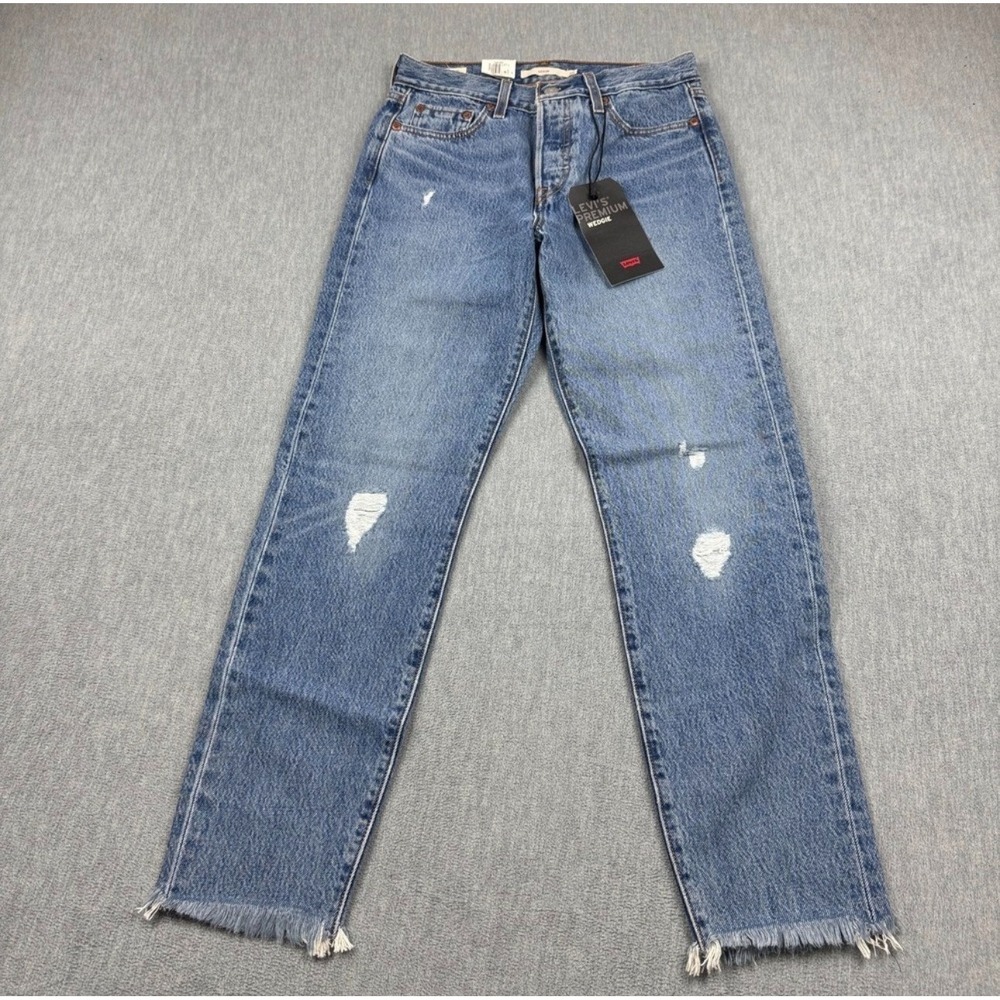 Levi's High-Rise Distressed Blue Denim Jeans